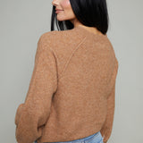 Ivana Brushed Knit Henley Sweater - Golden Carmel