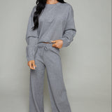 Sorella Wide Leg Knit Pants - Heather Grey