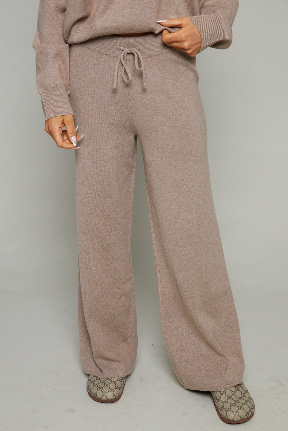 Sorella Wide Leg Knit Pants - Heather Ash