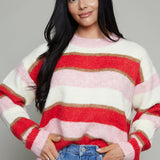 Sabrina Crew Stripe Sweater - Red
