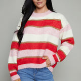 Sabrina Crew Stripe Sweater - Red