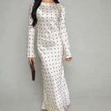 Gail Satin Polka Dot Maxi Dress