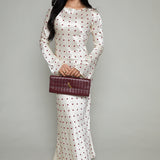 Gail Satin Polka Dot Maxi Dress