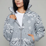 Damson Bandana Zip Up Sweater