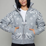 Damson Bandana Zip Up Sweater