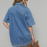 Daisy V-Neck Denim Tunic Mini Dress