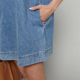 Daisy V-Neck Denim Tunic Mini Dress