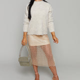 Daphne Pearl Embellished Midi Skirt