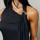 Onyx Asymmetrical Halter Top