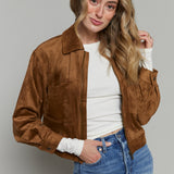Marty Cropped Faux Suede Jacket