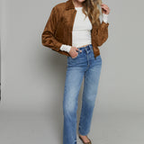 Marty Cropped Faux Suede Jacket
