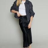 Dana Satin Slip Skirt - Black