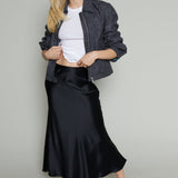 Dana Satin Slip Skirt - Black