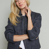 Senna Vegan Leather Jacket - Charcoal