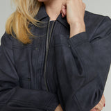 Senna Vegan Leather Jacket - Charcoal