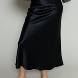 Dana Satin Slip Skirt - Black