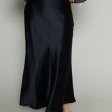 Dana Satin Slip Skirt - Black