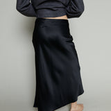 Dana Satin Slip Skirt - Black
