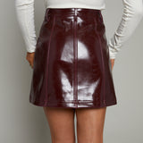 Jewel Vinyl Faux Leather Skirt - Bordeaux