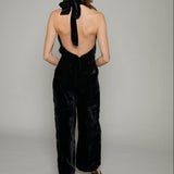 Lorena Halter Velvet Jumpsuit