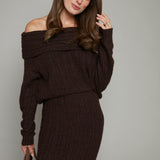 Audrey Rib Knit Off The Shoulder Sweater