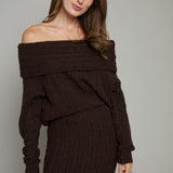 Audrey Rib Knit Off The Shoulder Sweater