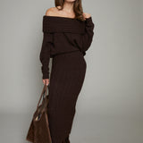 Audrey Rib Knit Off The Shoulder Sweater