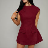 Penelope Tailored Pocket Mini Dress - Bordeaux