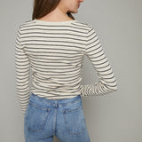 Katie Ribbed Striped Henley Top