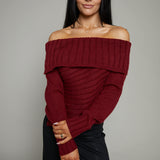 Alice Asymmetrical Off The Shoulder Sweater