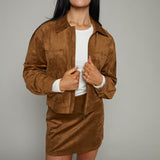 Marty Cropped Faux Suede Jacket