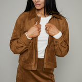 Marty Cropped Faux Suede Jacket
