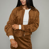 Marty Cropped Faux Suede Jacket