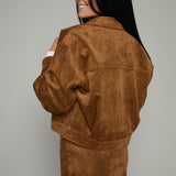 Marty Cropped Faux Suede Jacket