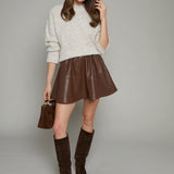 Gypsy Faux Leather Mini Skirt - Brown