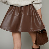 Gypsy Faux Leather Mini Skirt - Brown