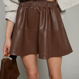 Gypsy Faux Leather Mini Skirt - Brown