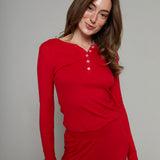 Mallory Henley Pointelle Top - Red