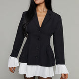 Greco Cinched Pleated Detail Blazer Dress