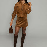 Marty Cropped Faux Suede Jacket