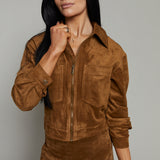 Marty Cropped Faux Suede Jacket