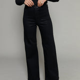 Becca High Rise Ultra Wide Leg Jeans - Coated Noir