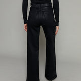 Becca High Rise Ultra Wide Leg Jeans - Coated Noir