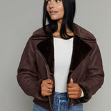 Callie Faux Leather Sherpa Jacket