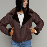 Callie Faux Leather Sherpa Jacket