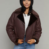 Callie Faux Leather Sherpa Jacket