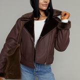 Callie Faux Leather Sherpa Jacket