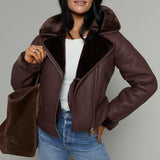Callie Faux Leather Sherpa Jacket