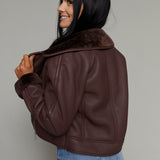 Callie Faux Leather Sherpa Jacket