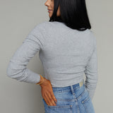 Arianna Model Rib Henley - Heather Grey